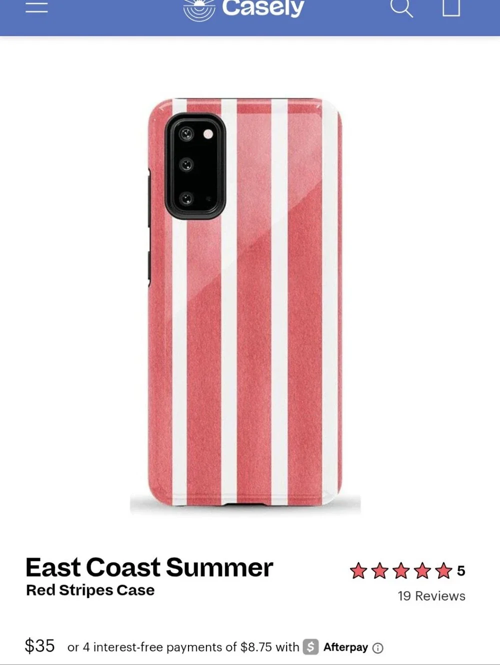 New Casely East Coast Summer Red Stripe Phone Case for Samsung Galaxy S20